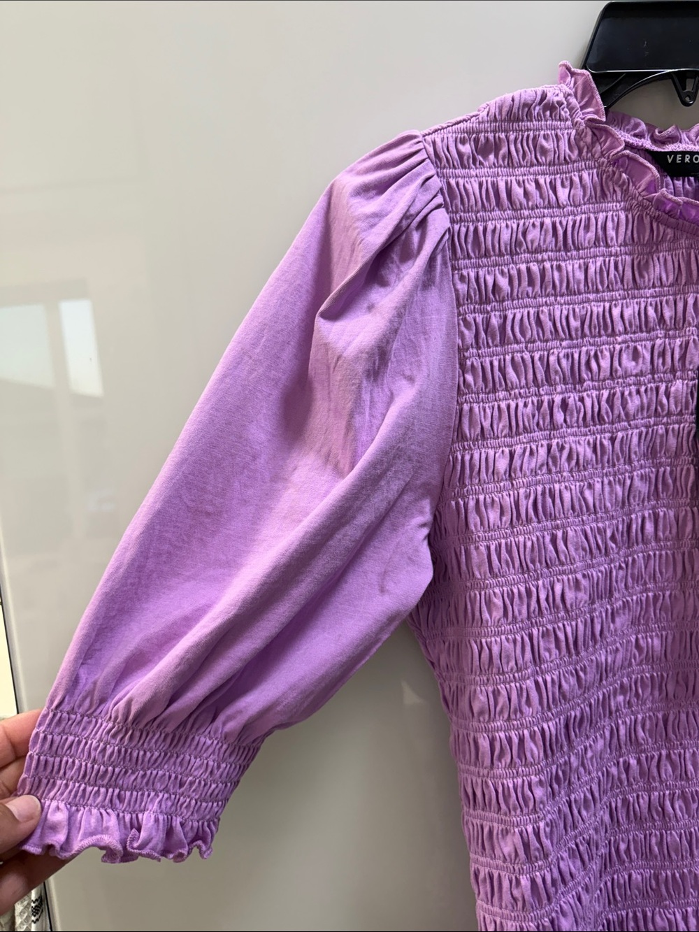 Veronica Beard Lilac Smocked Puff Sleeve Top - Picture 6 of 7